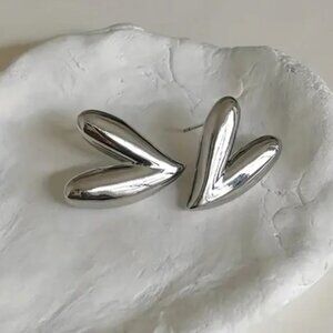 Silver Heart Stud Earrings